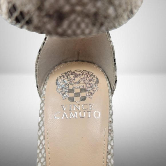 Vince Camuto BENDIVA Leather SNAKE PRINT Block Heel OPEN TOE Sandals Size: 7.5 - Picture 9 of 11